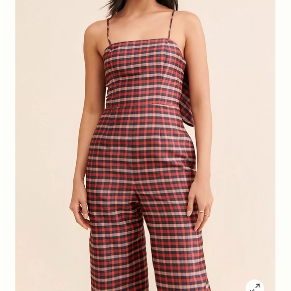 Anthropologie Hutch Plaid Bow Jumpsuit - Picture 4 of 12